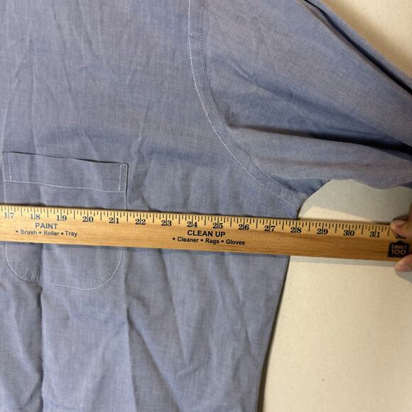 Tom James Shirt Mens Gray Chambray Pockets Long Sleeve Casual Button-Down - Picture 8 of 10